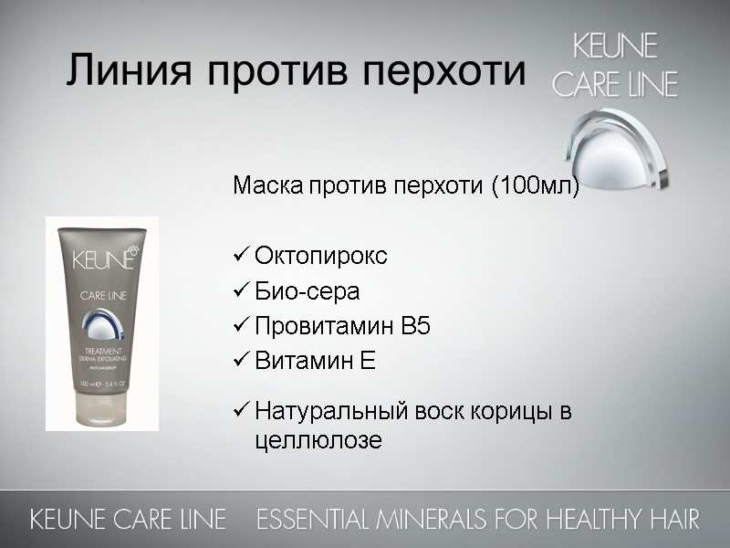 Маска против перхоти (100мл)  Октопирокс Био-сера Провитамин В5 Витамин Е  Натуральный воск